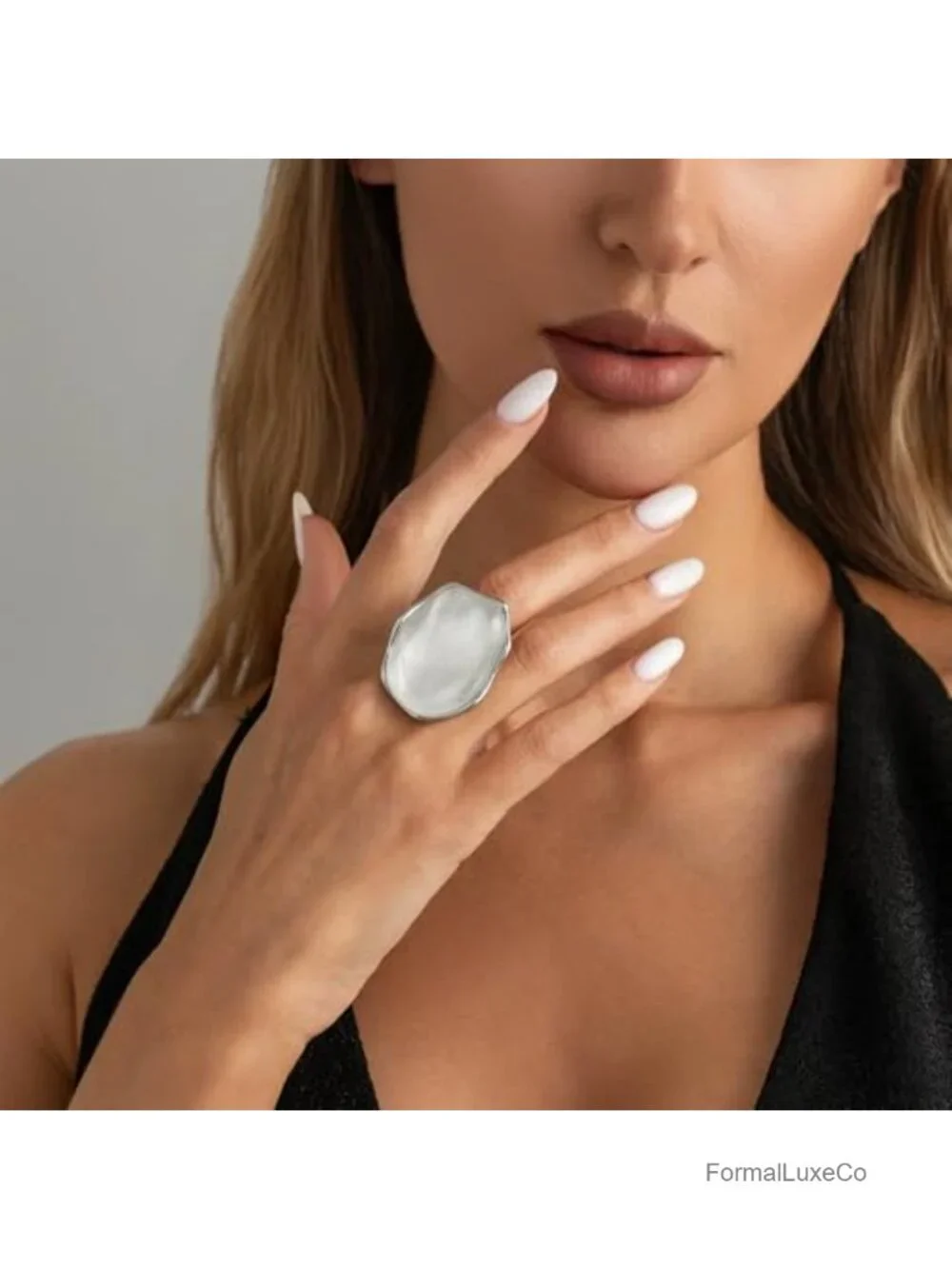 Irregular Resin Stone Chunky Statement Ring Adjustable Band